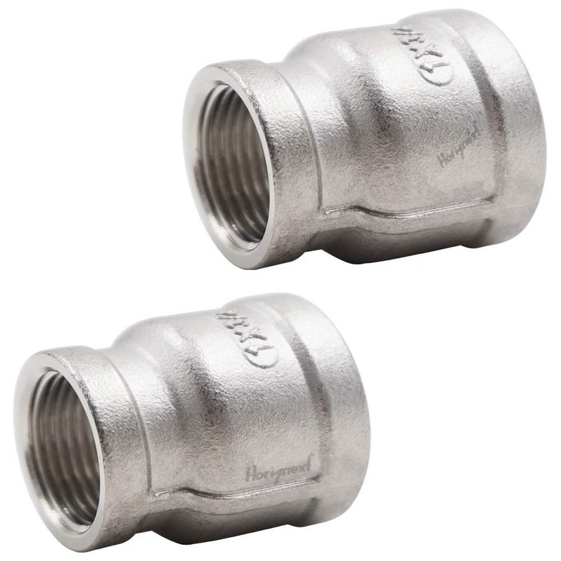 Horiznext NPT 1-3/4 female hose adapter,water pipe reducer fittingï¼Œstainless steel double connector for garden, drain, home, gas, air, fuel, plumbing, machining (2 pcs) - Image 1